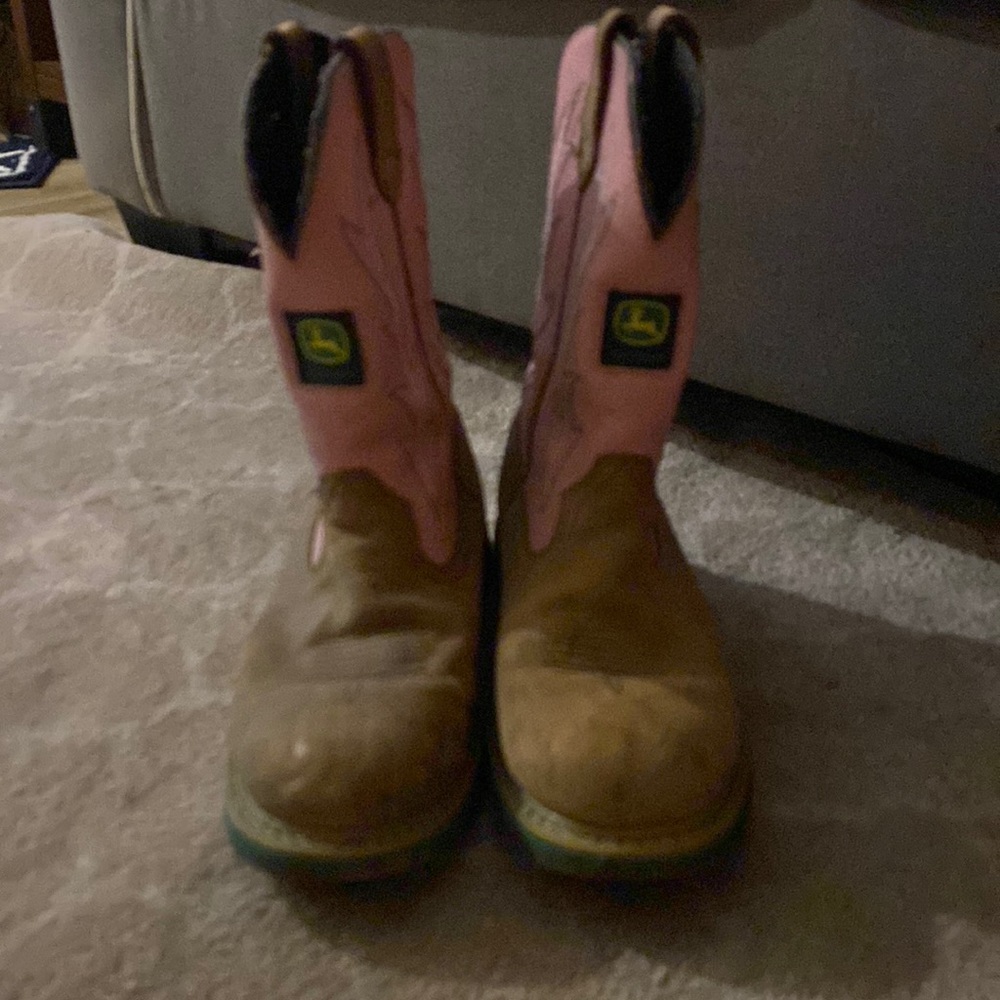 Pink John Deere boots